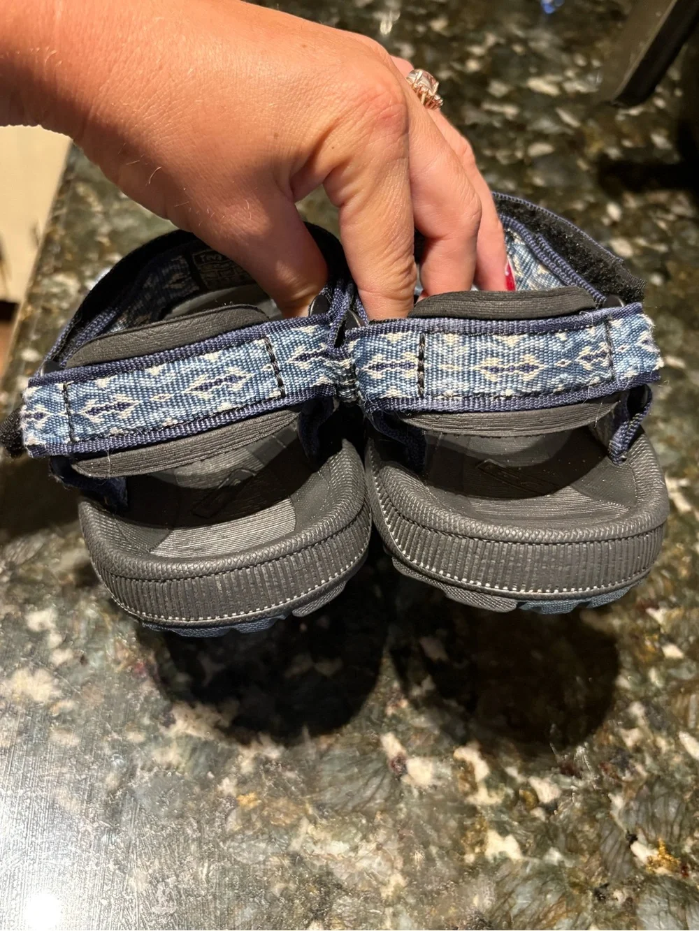 Womens size 5 Tevas Sandals Black & Blue Velcro